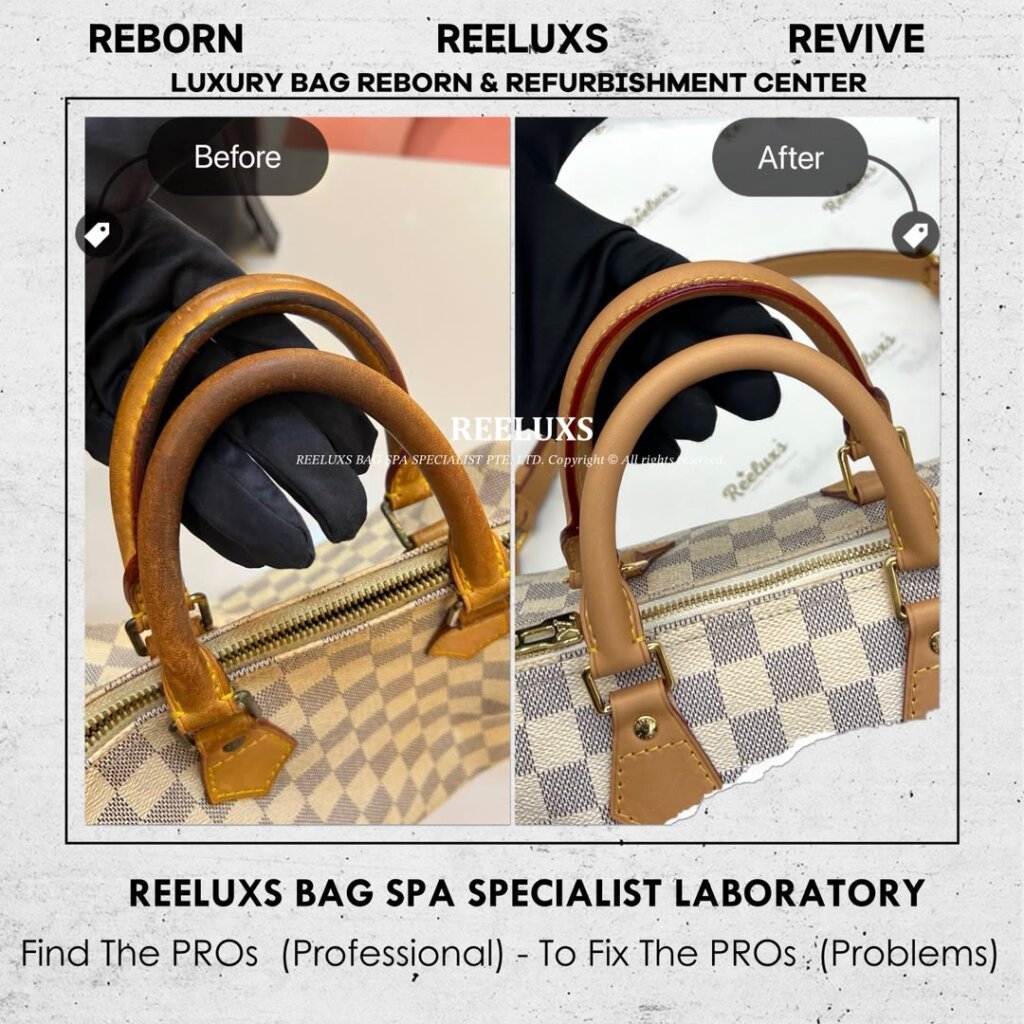 Speedy Damier Azur Bag Vachetta Fully Stain, Cracked Damaged Customized To LOUIS… — frame 20
